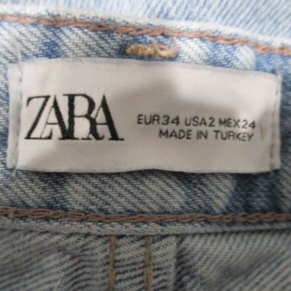 Zara Hi-Rise Wide Leg Light Wash Jeans - Picture 3 of 3